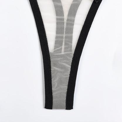 Lingerie Thong Panties Female Underwear Sets Patchwork Lace 3-Piece Transparent Bra Brief Costume Outfits Set The Clothing Company Sydney
