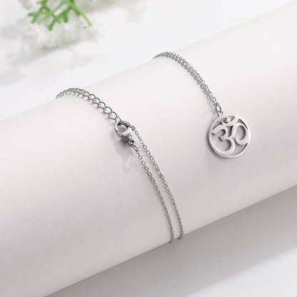 Tamil Om Aum Symbol with Trident Pendant Stainless Steel Necklace Om Shiva Symbol Yoga Vintage Talisman Jewellery The Clothing Company Sydney