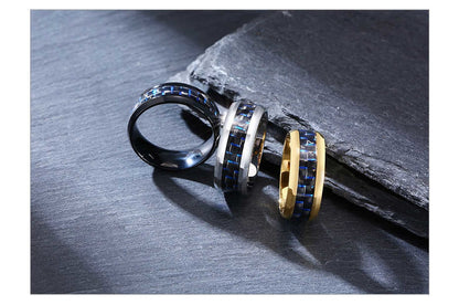 Customize Logo 8mm Men's Ring Carbon Fiber Wedding Band Personalized Simple Icon Image Gift to Husband Dad The Clothing Company Sydney