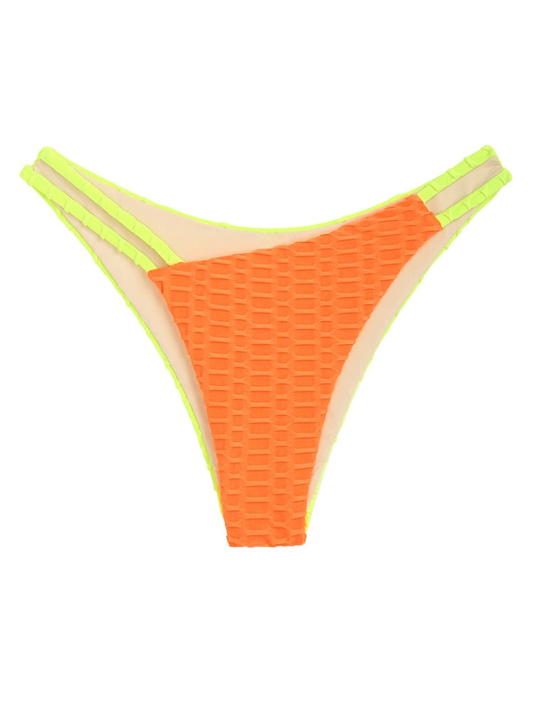 Two Tone Color Block O-ring Honeycomb Textured Bikini Swimwear Mix & Match Swimsuit Separates Beach Top And Bottom The Clothing Company Sydney