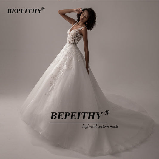 V Neck Sleeveless Wedding Dresses A Line Ivory Lace Romantic Bride Boho Bridal Gown The Clothing Company Sydney