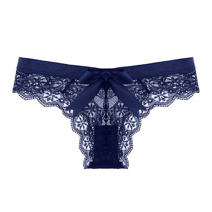 Lace Lingerie G String Underwear Bow  T-Back Thong Transparent Low Waist Panties The Clothing Company Sydney