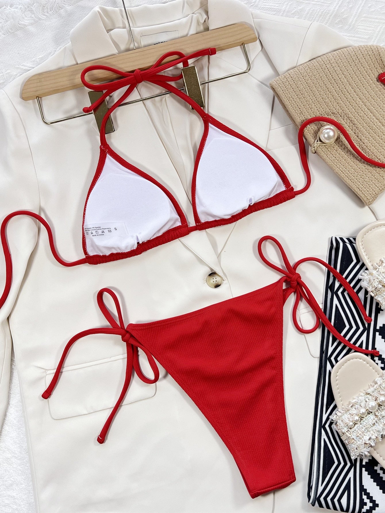 2 Piece Bikini Push Up Swimwear Floral Print Bikinis Set Back Lace-up Swimsuit Bathing Suit Beach Wear The Clothing Company Sydney