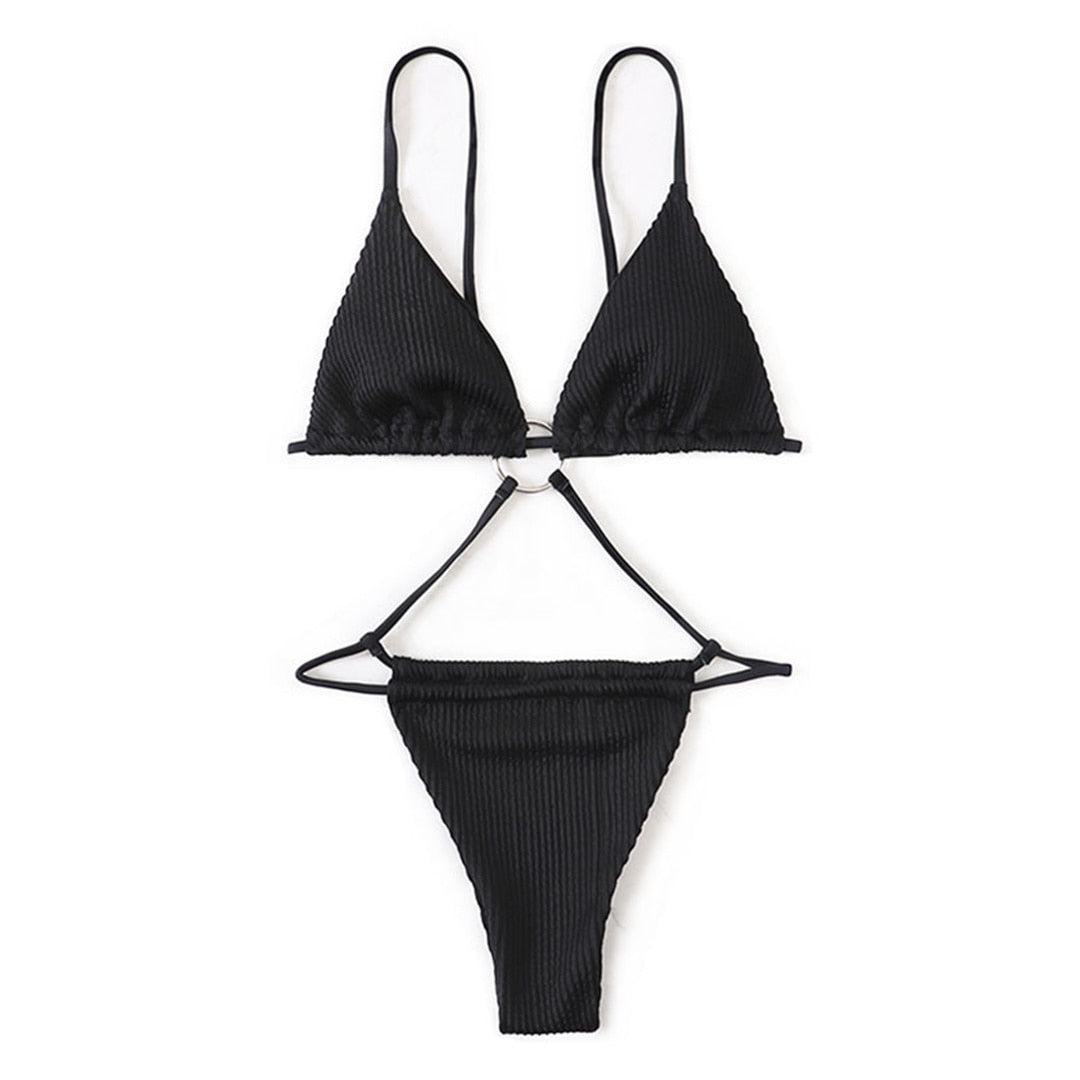 Crinkled  Extreme String Mini Micro Thong Women Swimwear One Piece Swimsuit Bather Bathing Suit The Clothing Company Sydney