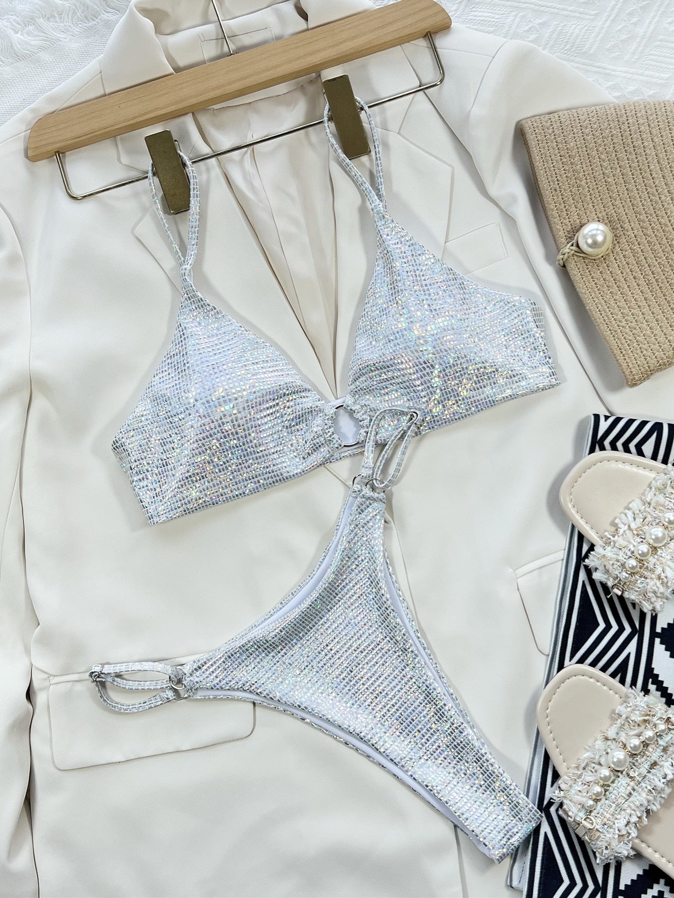 2 Piece Bikini Push Up Swimwear Floral Print Bikinis Set Back Lace-up Swimsuit Bathing Suit Beach Wear The Clothing Company Sydney