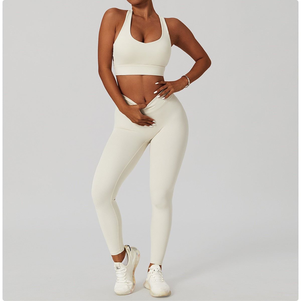 2 Piece Women's Yoga Set Workout Shirts Sport Pants Bra Gym Suits Fitness Shorts Crop Top High Waist Running Leggings Sports Sets The Clothing Company Sydney