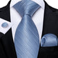 Classic 100% Silk Men's Ties 8cm Blue Plaid Dot Striped Business Necktie Handkerchief Wedding Party Tie Set The Clothing Company Sydney