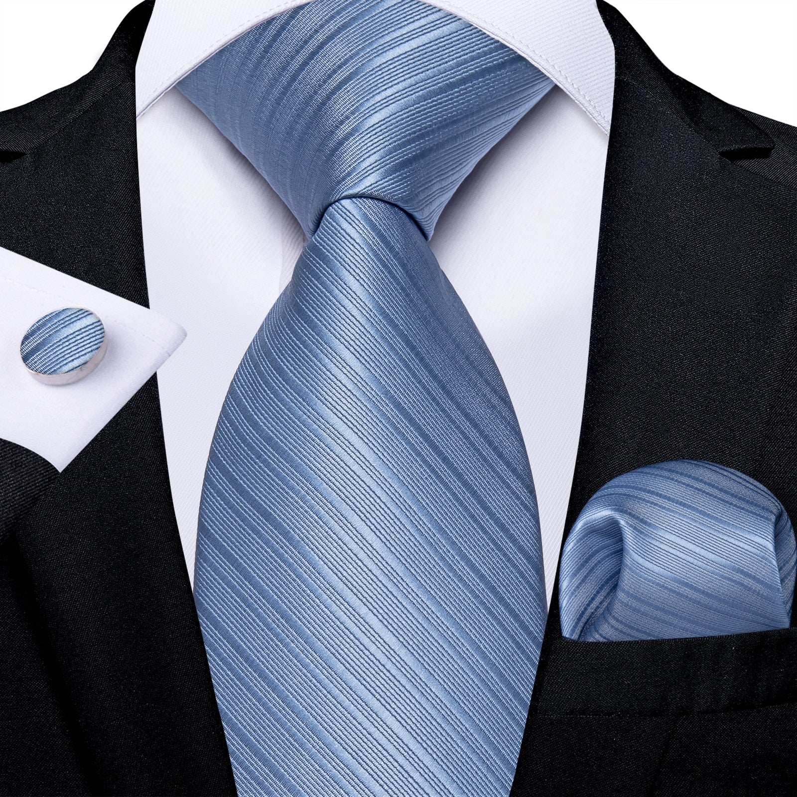 Classic 100% Silk Men's Ties 8cm Blue Plaid Dot Striped Business Necktie Handkerchief Wedding Party Tie Set The Clothing Company Sydney