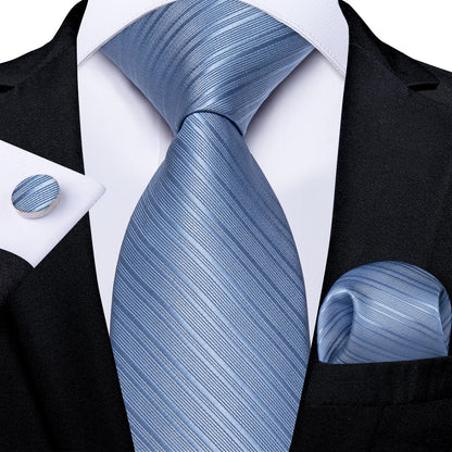 Classic 100% Silk Men's Ties 8cm Blue Plaid Dot Striped Business Necktie Handkerchief Wedding Party Tie Set The Clothing Company Sydney