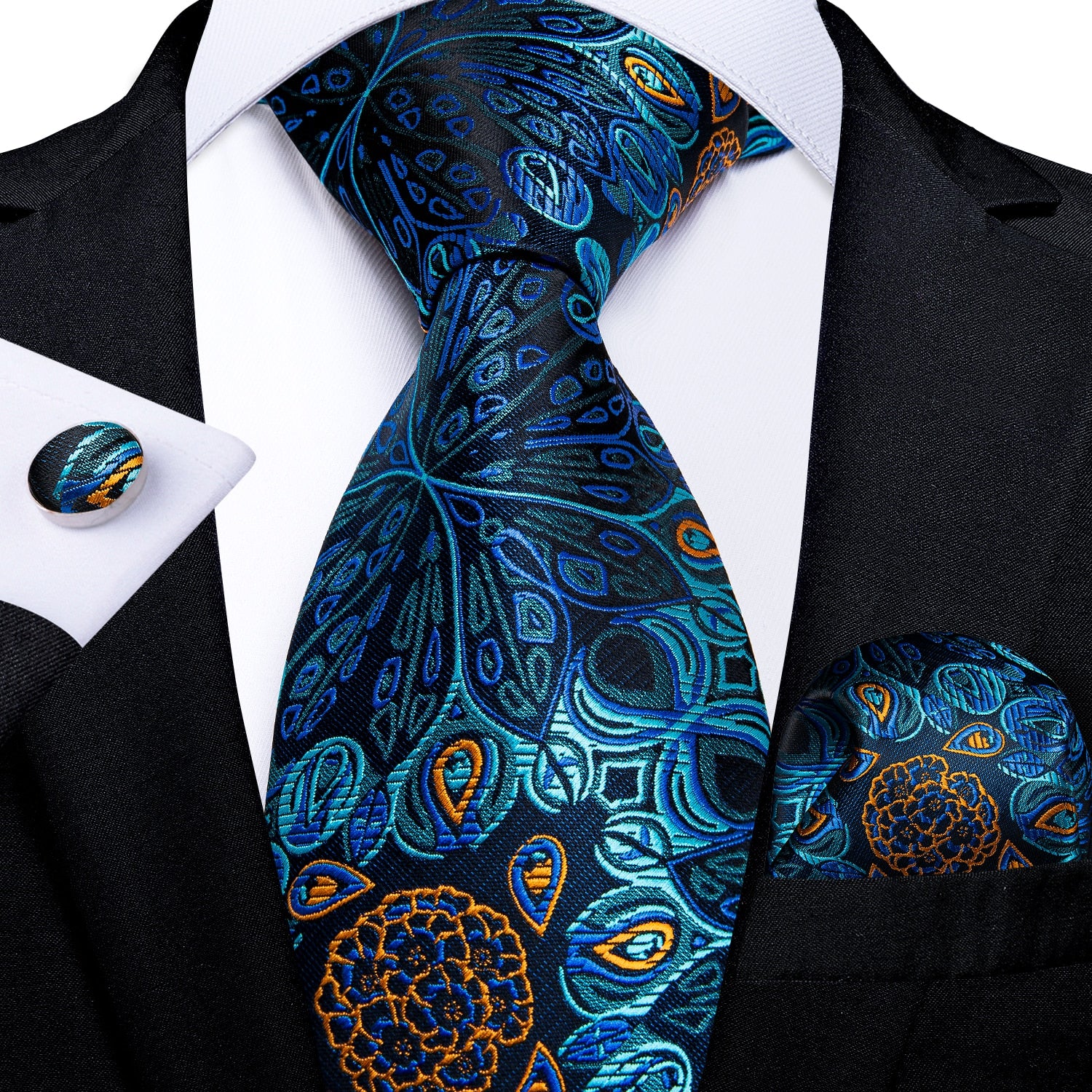 3 Piece Classic 100% Silk Men's Ties 8cm Blue Plaid Dot Striped Business Necktie Handkerchief Wedding Party Tie Set The Clothing Company Sydney