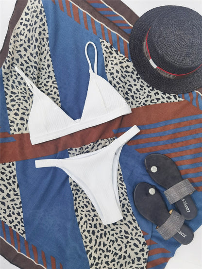 2 Piece Swimsuit Textured Triangle Tie Side Bikinis Two Piece Swimwear Bikini Set Summer Beach Bathing Suit The Clothing Company Sydney