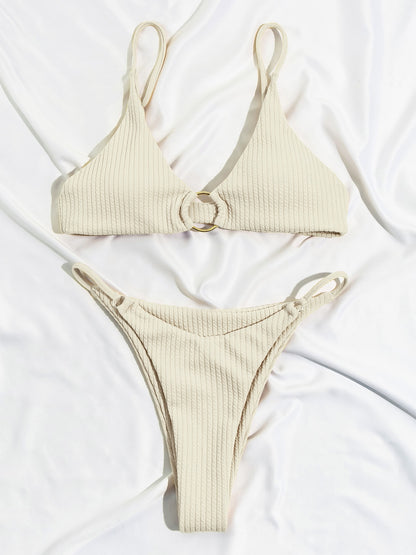 Plain Rib Swimsuit Swimwear Women Thong Bikini Set 2 Piece Beach Wear for Bathing Suit The Clothing Company Sydney