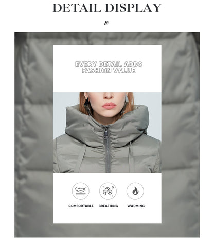 Winter Jacket Women's Stand Collar Hooded Cold Protection Windproof Lady Coat Big Pocket Mid-Length Parka The Clothing Company Sydney