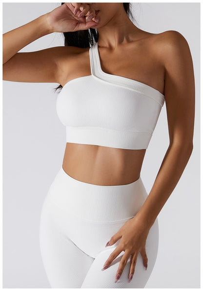 Seamless Thread Fabric Fitness Bra Single Shoulder Strap Gym Top Sports Underwear Outerwear Running Yoga Clothes The Clothing Company Sydney