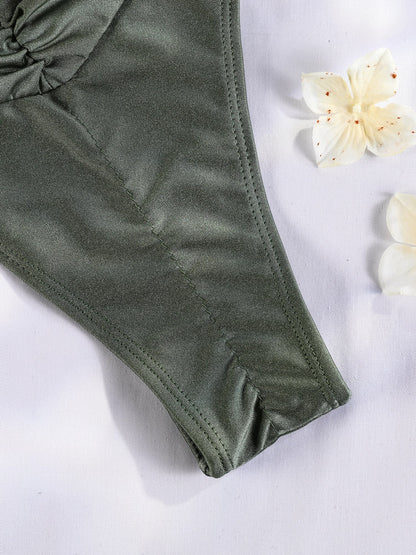 2 Piece Glitter Fabric Bikini Set Folds Swimsuit Halter Bathing Suit Swimwear Beachwear The Clothing Company Sydney