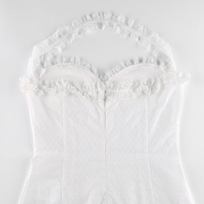 y2k Ruffles Bow Cute Sweet Sundress Fairycore Backless Party Beach Halter Zip Bodycon Mini Dress The Clothing Company Sydney