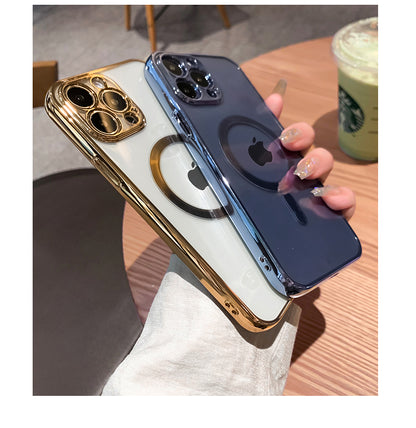Luxury Plating Clear Magnetic For Magsafe Wireless Charge Case For iPhone 13 12 11 Pro Max X XR XS Plus Soft Silicone Cover The Clothing Company Sydney