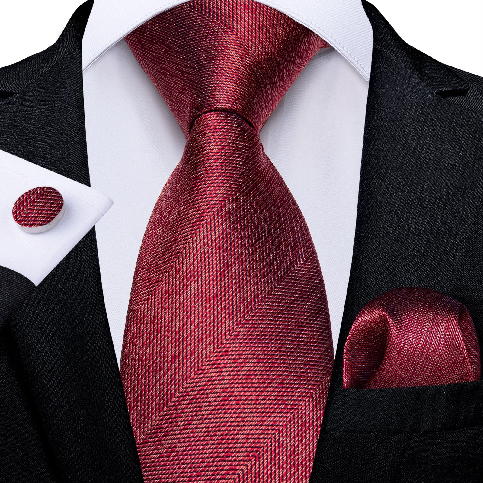 Designer Wedding Men's Tie Red  Solid Striped Paisley Neckties For Men Business Hanky Cufflinks Tie Set The Clothing Company Sydney