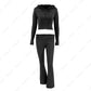 Women's Spring Outfits Casual Zipper Sweater Hoodie Set High Waist Flare Pants Suits Pink Knitted Y2k Two Piece Set The Clothing Company Sydney