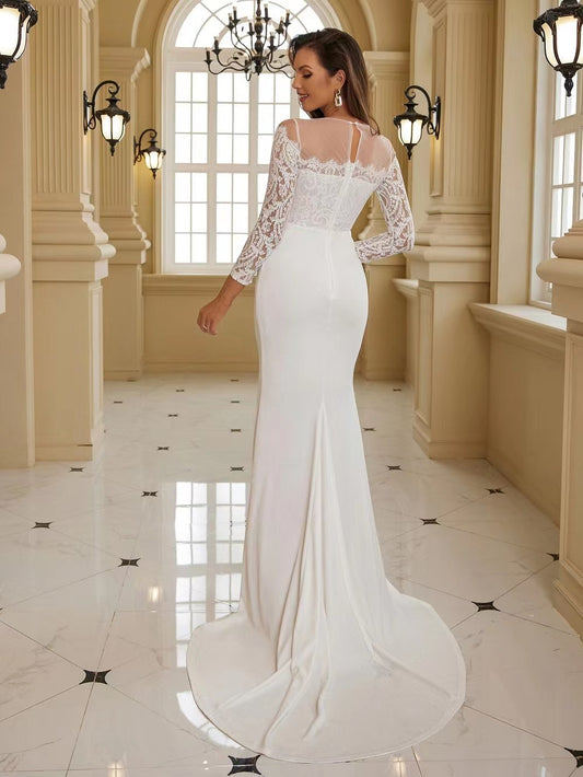 Wedding dress Bride White Long Sleeve Elegant Gorgeous Robe Mariage Long Train Dress The Clothing Company Sydney