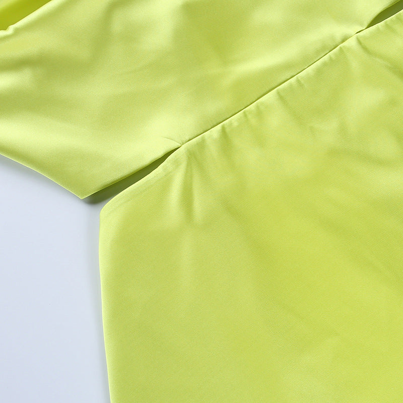 Spaghetti Strap Backless Satin Cut Out Mini Summer Dresses Elegant Cowl Neck Party Dress in Green Black The Clothing Company Sydney