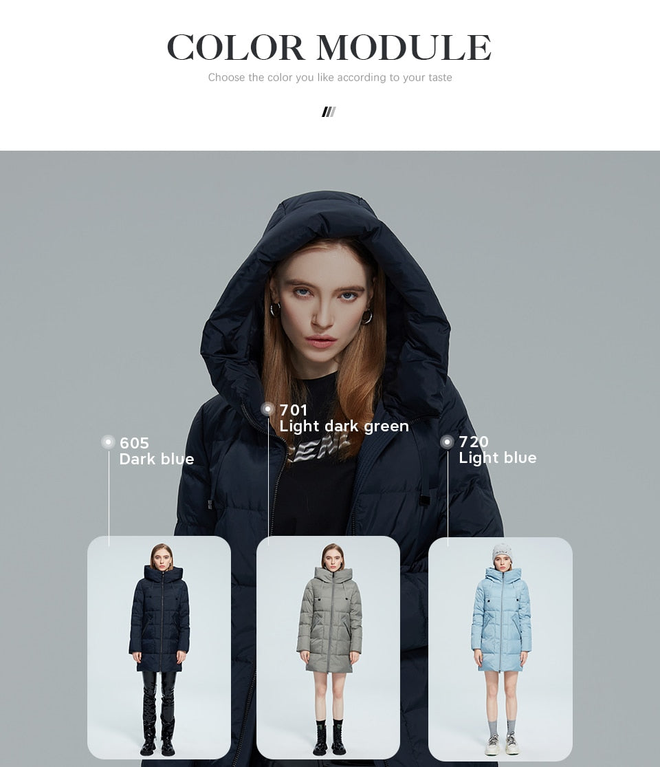 Winter Jacket Women's Stand Collar Hooded Cold Protection Windproof Lady Coat Big Pocket Mid-Length Parka The Clothing Company Sydney