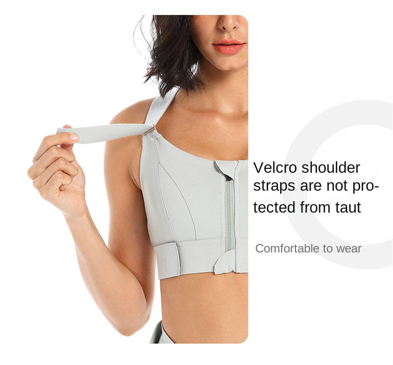 Front Zipper Sports Bra Gym Plus Size 5XL Velcro Adjustable Fitness Yoga Shockproof High Support All-in-one Bras Top The Clothing Company Sydney