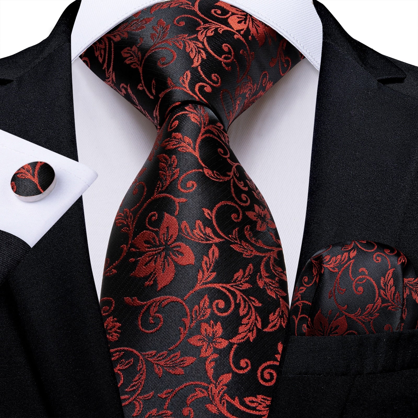 Designer Wedding Men's Tie Red  Solid Striped Paisley Neckties For Men Business Hanky Cufflinks Tie Set The Clothing Company Sydney