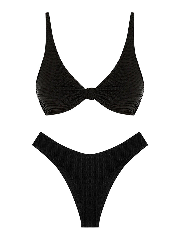 Knotted Textured Cheeky Bikini Swimwear Cami Bikini Two Piece Swimsuit Two-Piece Suits The Clothing Company Sydney