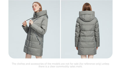 Winter Jacket Women's Stand Collar Hooded Cold Protection Windproof Lady Coat Big Pocket Mid-Length Parka The Clothing Company Sydney