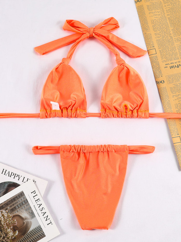 Pleated Bikinis Swimsuit Triangle Bikini Set Swimwear Halter Bathing Suits Bandage Beachwear The Clothing Company Sydney