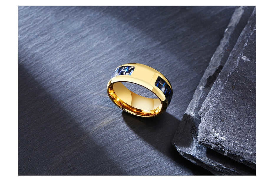 Customize Logo 8mm Men's Ring Carbon Fiber Wedding Band Personalized Simple Icon Image Gift to Husband Dad The Clothing Company Sydney