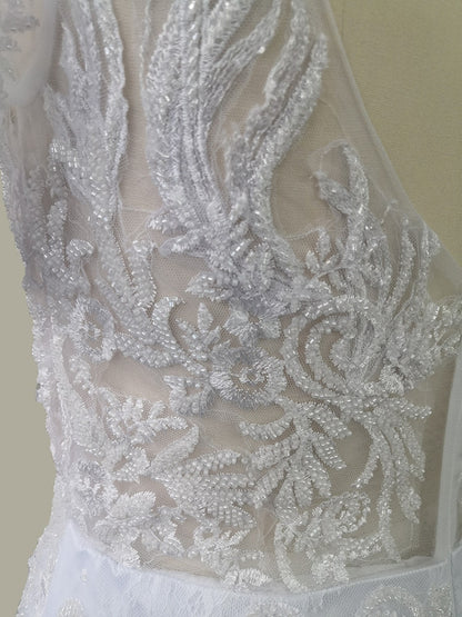 Luxury 3D Lace Mermaid Wedding Dress Romantic Beads Tulle Neck Wedding Bridal Gowns The Clothing Company Sydney