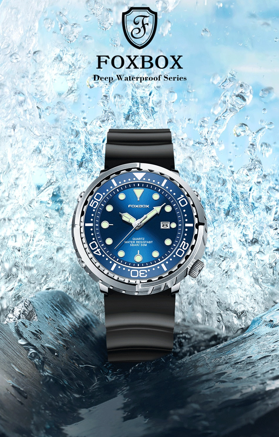 Lige Fashion Mens Watches Foxbox Top Brand Luxury 5ATM Sports Waterproof Quartz Date Luminous Watch The Clothing Company Sydney