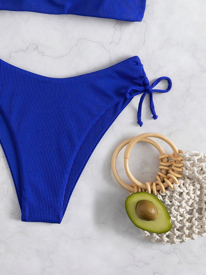 Bandeau Swimsuit Swimwear Women High Waist Bikini Set 2 Piece Summer Swim Beach Wear Bathing Suit The Clothing Company Sydney