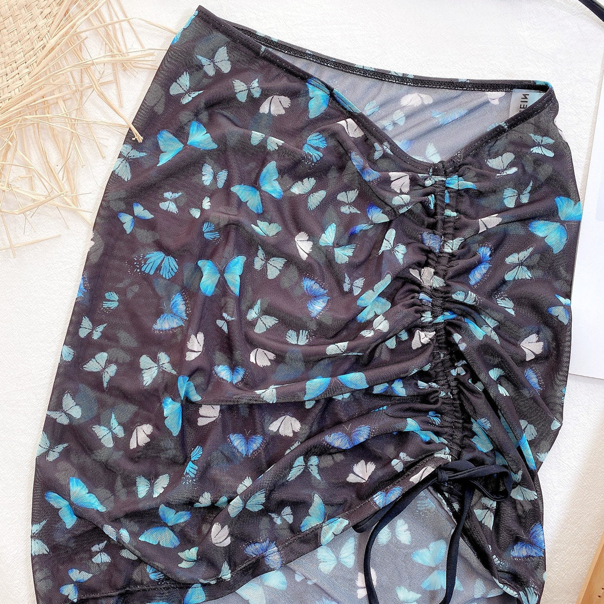 3 Piece Suit Lace-up Bandage Swimsuit Bikini Set With Mesh Skirt Bathing Suits Swimwear The Clothing Company Sydney