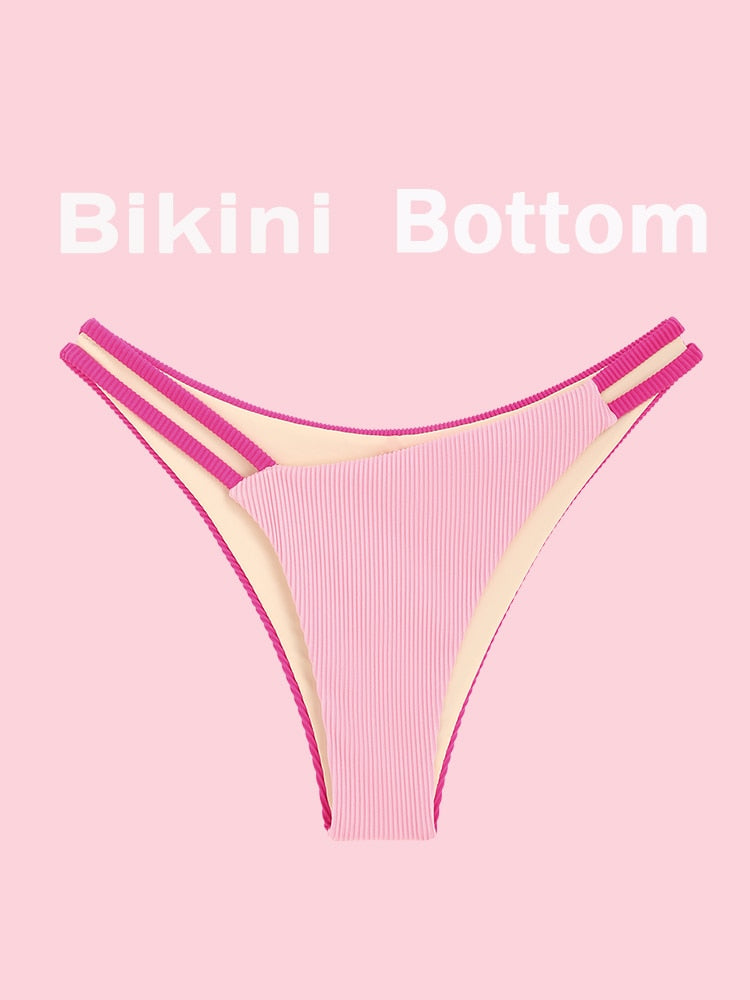 Two Tone Color Block O-ring Honeycomb Textured Bikini Swimwear Mix & Match Swimsuit Separates Beach Top And Bottom The Clothing Company Sydney