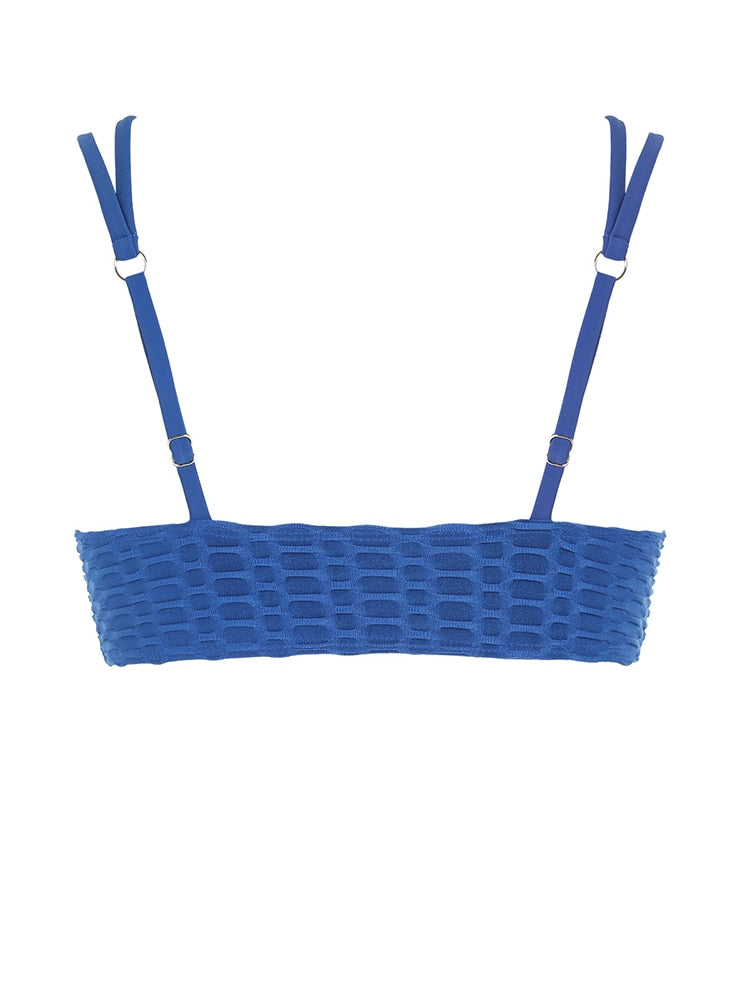 Two Tone Color Block O-ring Honeycomb Textured Bikini Swimwear Mix & Match Swimsuit Separates Beach Top And Bottom The Clothing Company Sydney