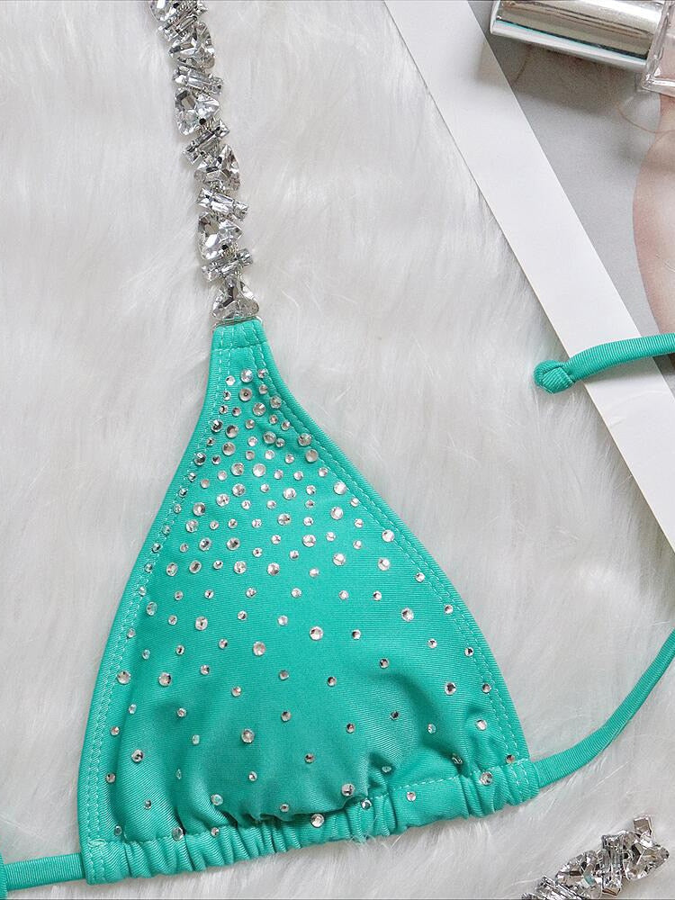 Shiny Sequins Diamond Bikini Women Swimwear Female Swimsuit Two-pieces Bikini set Halter Bather Bathing Suit The Clothing Company Sydney