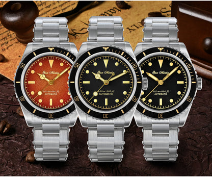 San Martin Men's 38mm Diver 6200 Retro Water Ghost Luxury Sapphire NH35 Automatic Mechanical Vintage 20Bar Luminous Watch Clothing Company Sydney