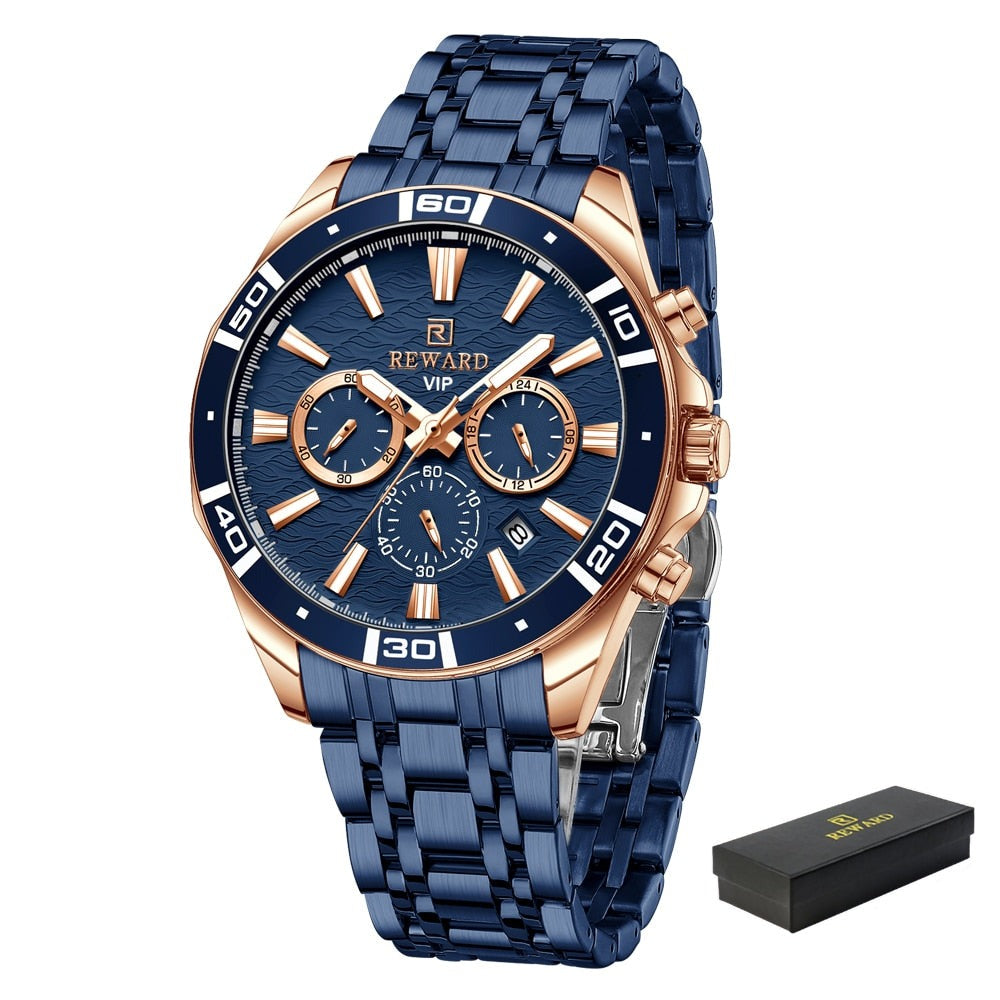 Mens Watch Waterproof Sport Wristwatch for Men Stainless Steel Business Quartz Watches Clock Gift for Father Birthday The Clothing Company Sydney