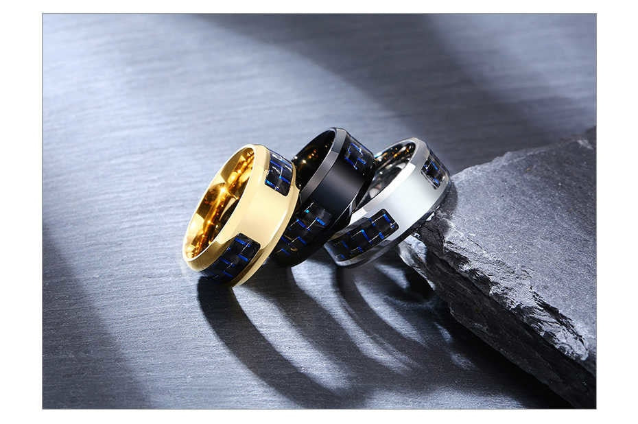 Customize Logo 8mm Men's Ring Carbon Fiber Wedding Band Personalized Simple Icon Image Gift to Husband Dad The Clothing Company Sydney