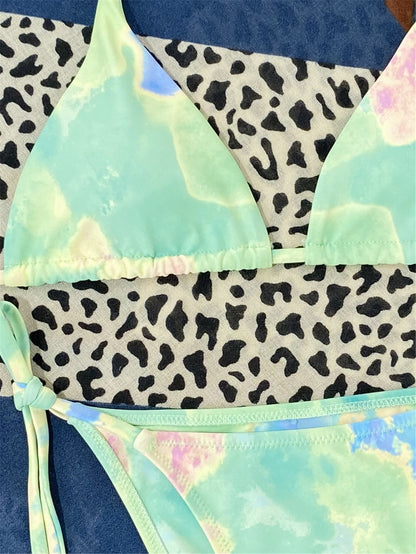 2 Piece Tie Dye Micro Triangle Halter Tie Side Bikini Swimsuit Swimwear Bikini Set Summer Beach Bathing Suit The Clothing Company Sydney