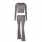 Women's Spring Outfits Casual Zipper Sweater Hoodie Set High Waist Flare Pants Suits Pink Knitted Y2k Two Piece Set The Clothing Company Sydney