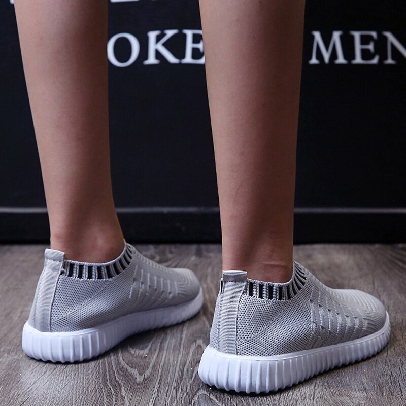 Breathable Mesh Sneakers Summer Slip on Soft Bottom Running Shoes Woman Plus Size Elastic Knit Casual Flats The Clothing Company Sydney