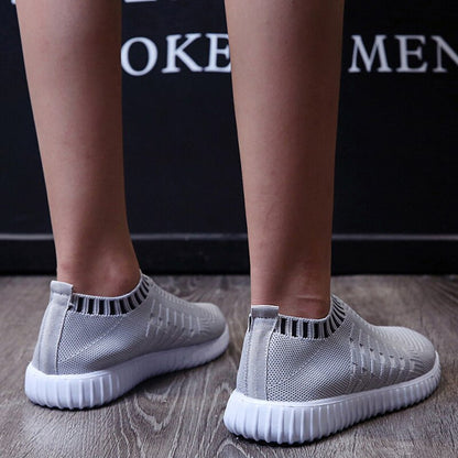 Breathable Mesh Sneakers Summer Slip on Soft Bottom Running Shoes Woman Plus Size Elastic Knit Casual Flats The Clothing Company Sydney