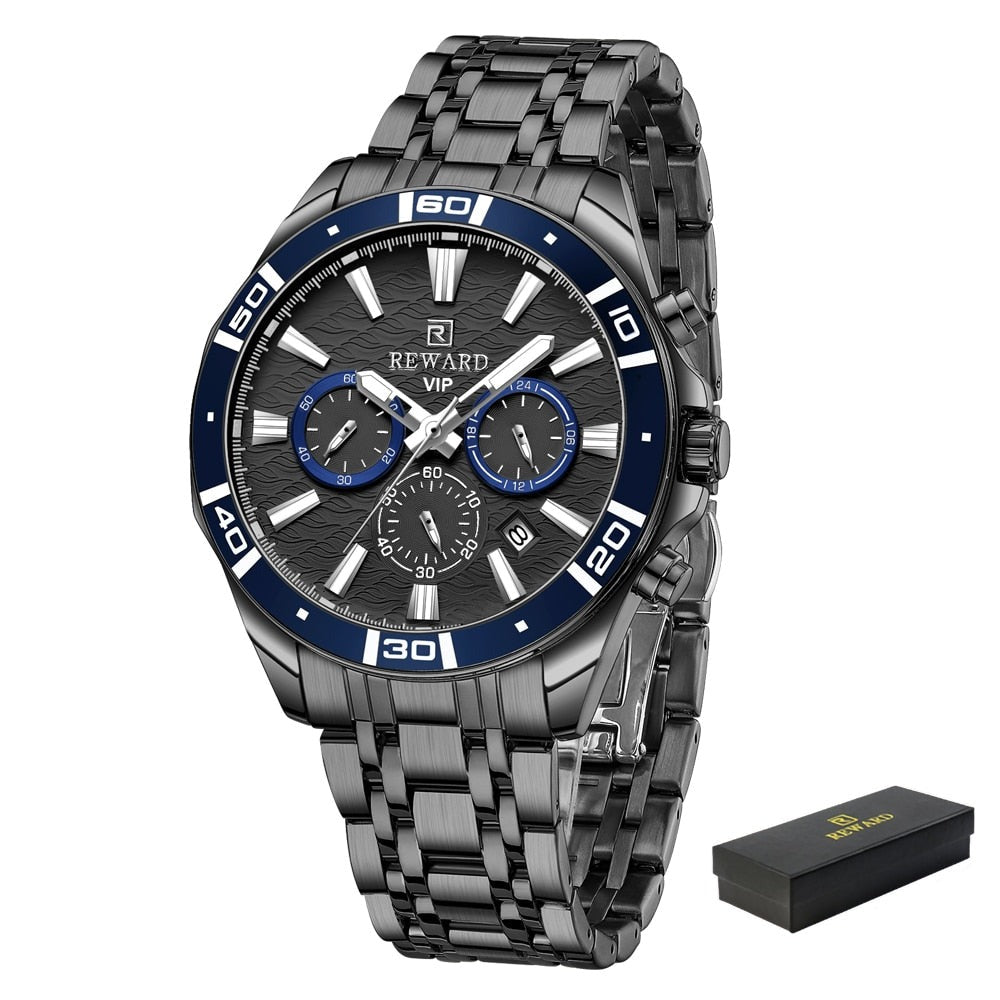 Mens Watch Waterproof Sport Wristwatch for Men Stainless Steel Business Quartz Watches Clock Gift for Father Birthday The Clothing Company Sydney