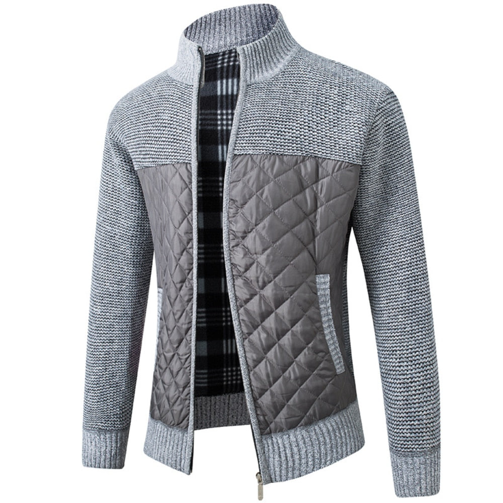 Autumn Winter Men's Jacket Slim Fit Stand Collar Zipper Solid Thick Warm Jacket Cardigan Sweater The Clothing Company Sydney