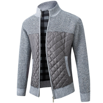 Autumn Winter Men's Jacket Slim Fit Stand Collar Zipper Solid Thick Warm Jacket Cardigan Sweater The Clothing Company Sydney