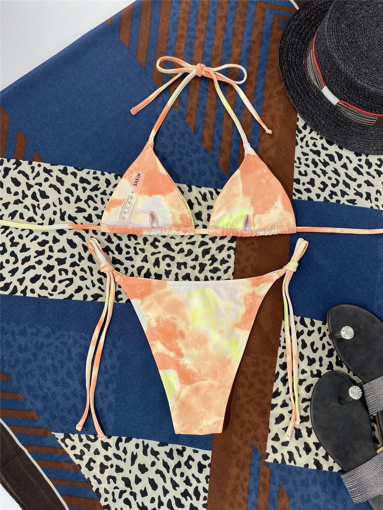 2 Piece Tie Dye Micro Triangle Halter Tie Side Bikini Swimsuit Swimwear Bikini Set Summer Beach Bathing Suit The Clothing Company Sydney